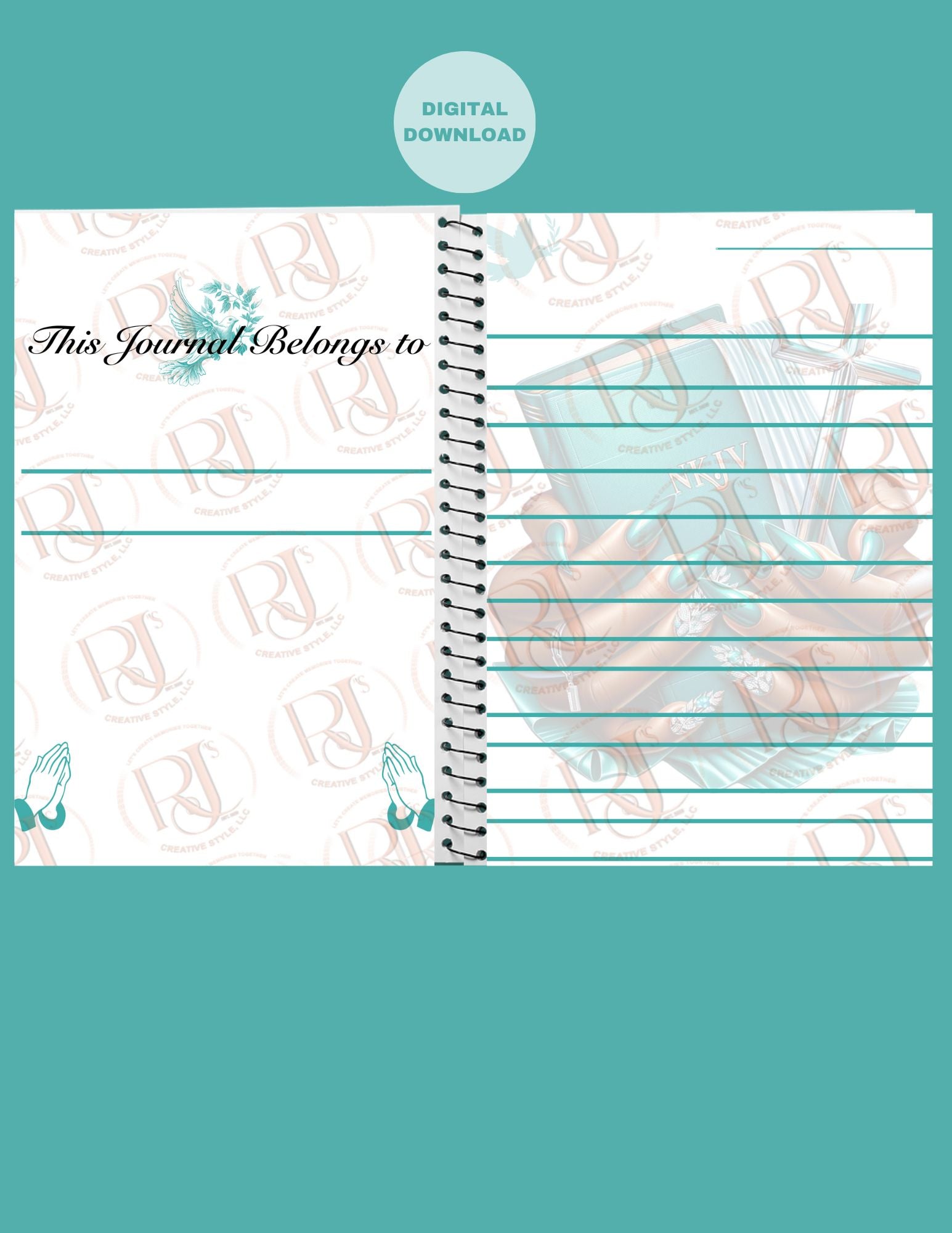 Printable Teal Prayer Journal