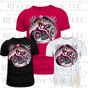 Pixie Pink Biker Melanin T-Shirt Tops | RJ's Creative Style, LLC