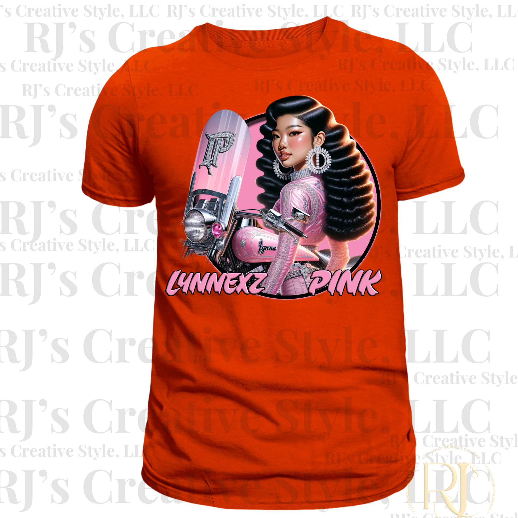 Biker Chick Lynnexz Pink Tee Shirt Tops | RJ's Creative Style, LLC
