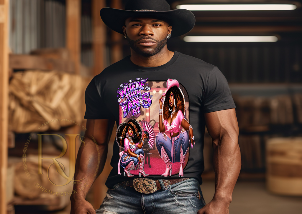 Where Da Fans At Western Heat Diva Energy | RJ’s Creative Style LLC Black / Male / S Tops